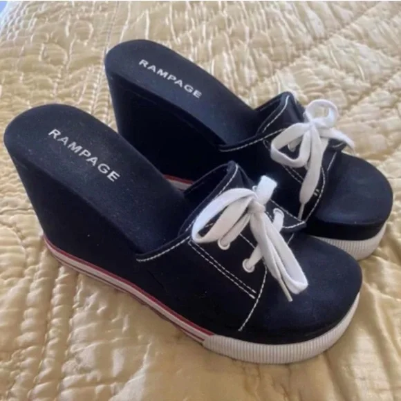 Platform mules 90s vintage slides chunky platform sailor style y2k sandals - Picture 1 of 5